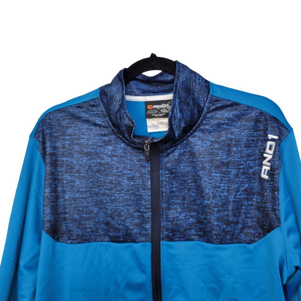 AND1 Basketball Colorblock Blue Full Zip Warm Track Jacket Men's L - Picture 6 of 6